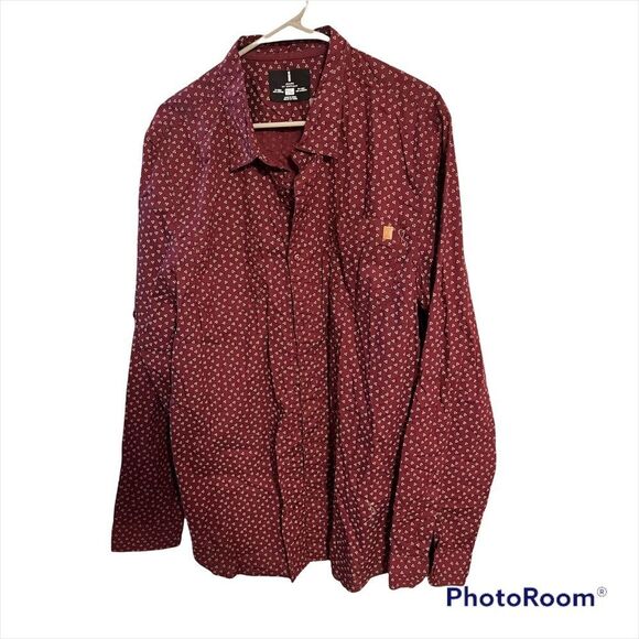 Buffalo maroon red nwt new mens xxl button down shirt - Picture 1 of 6